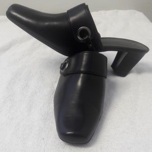 Kate Ann Mules -Black Heel, Harness Strap